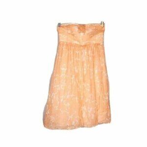 J Crew Peach White Silk Strapless Dress 6